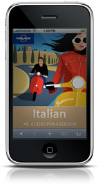 iPhone dislaying the Italian phrasebook
