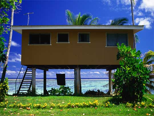  Typical local architecture: stilt-house on lagoon shore