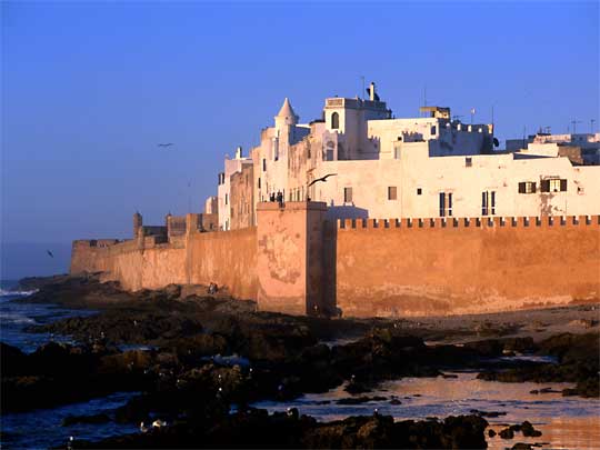  Essaouira's old waterfront city nestled in behind ramparts