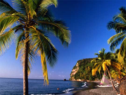  Late afternoon on beach at Anse Chastanet Resort, on southwest coast