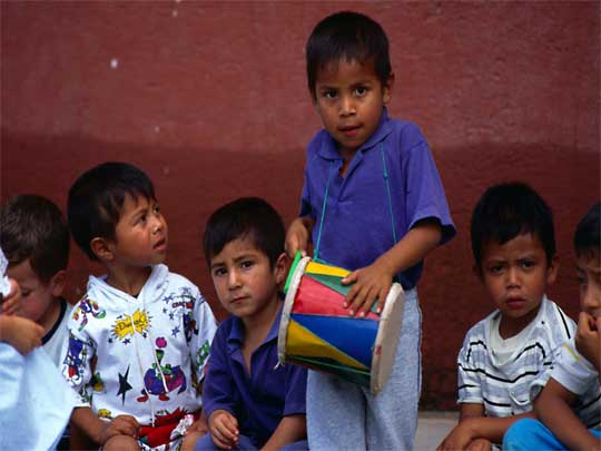  Drum solo please: local kids entertain themselves on the streets of Antigua