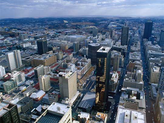  Aerial view of central Johannesburg from Carlton Centre, city's tallest building