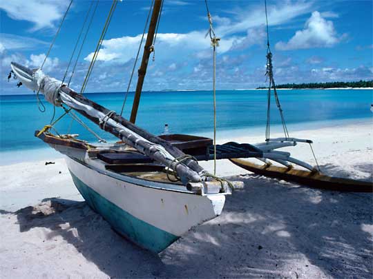  Outrigger canoe, of kind used by people of Marshall Islands for over 1600 years