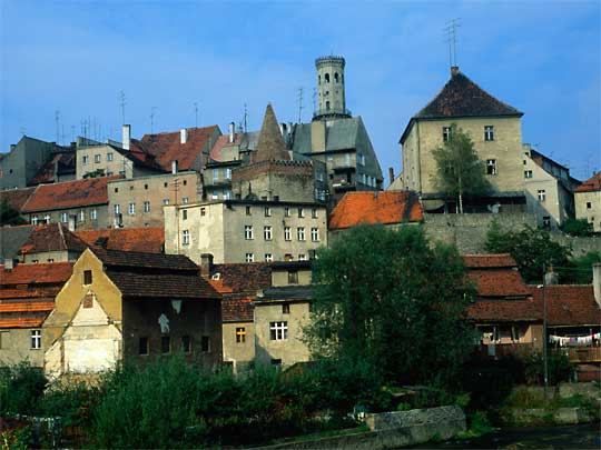 Town of Bystrzyca Klodska, with TV aerials and Town Hall tower in background