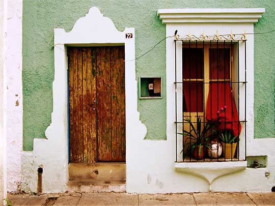  Gorgeous mint-green facade in Mazatlán's old town