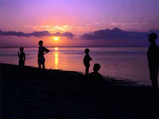  Kids on beach at sunset, Bazaruto Island
