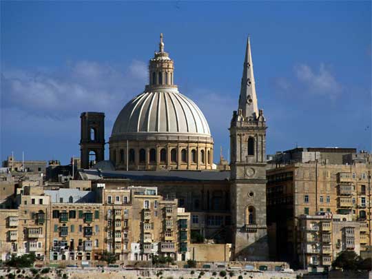  Dome of Carmelite Church, completed 1573, rising above Valletta