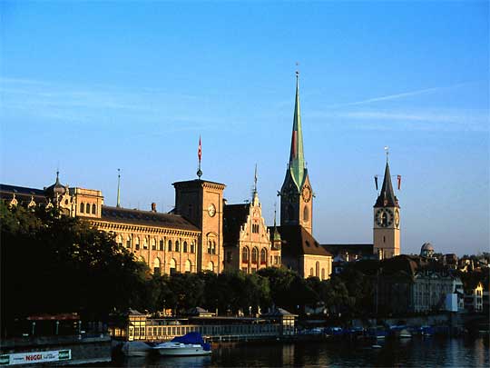  City of buildings with clocks in them