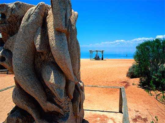 A dolphin statue made from compressed shells, Monkey Mia, Western Australia