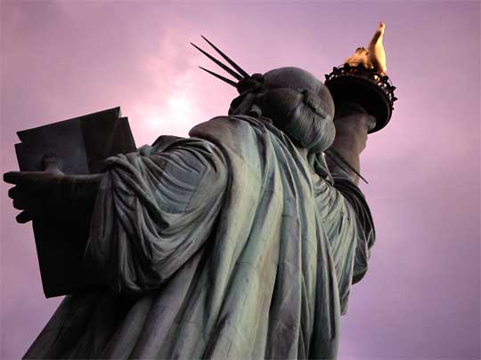  Back view of Statue of Liberty, on Liberty Island