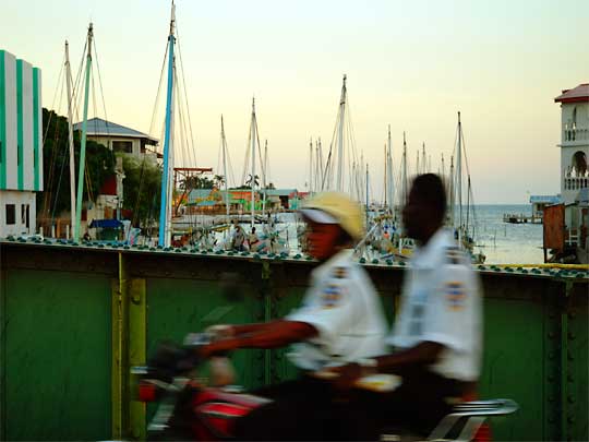  Police take a sunset ride across Swing Bridge at Haulover Creek