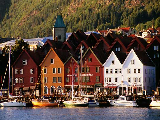  Vagen Harbour with Bryggen waterfront in distance.
