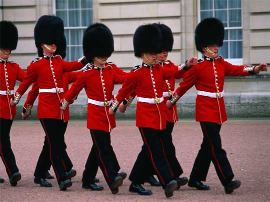  Left, right, left - the changing of the guards at Buckingham Palace