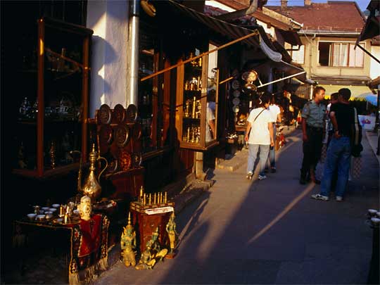  Handicrafts and dinnerware on sale, Old Town Market, Sarajevo