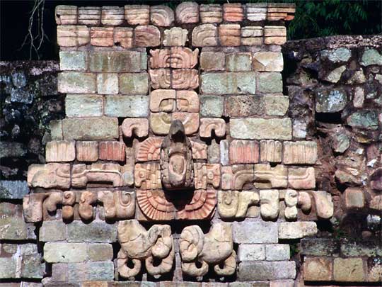  Not just another brick in the wall: Macaw detail at the Mayan ruins