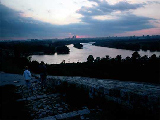  Distant pink sunset over Danube and Sava Rivers, Belgrade