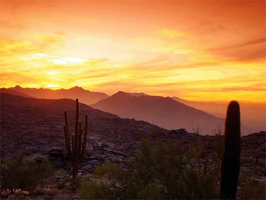  View of Dobbin's Lookout at sunset, South Mountain Park