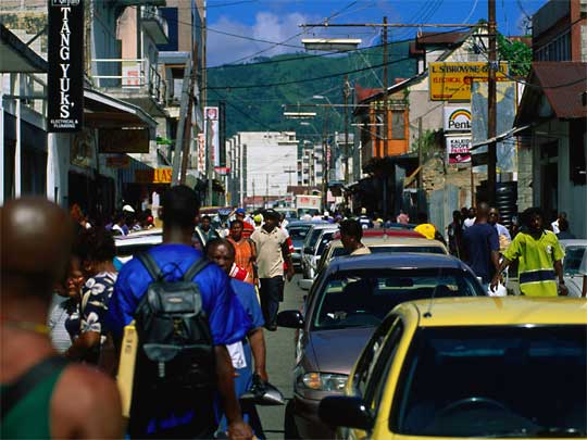  Busy street in Port of Spain, capital city of Trinidad