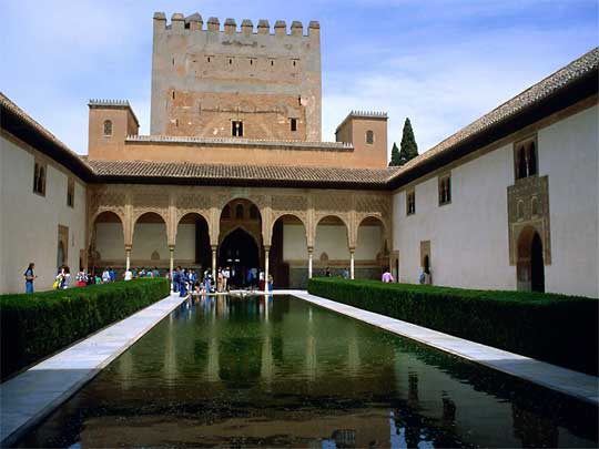  Long cool water pool inside Palacio Nazaríes, Alhambra Palace-Fortress