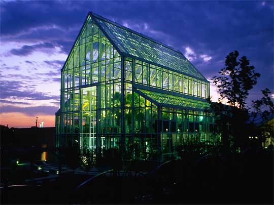  Hilbert Conservatory at sunset, White River Gardens, Indianapolis Zoo