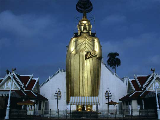  Enormous gold 'modern style' Buddha, outside Wat Intharawihan