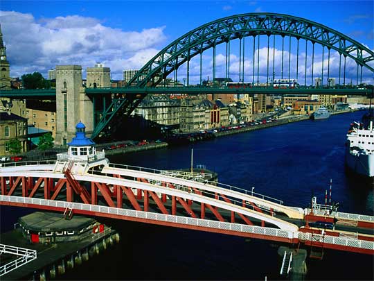  View of Tyne River, with Tyne Bridge and Swing Bridge stretching over