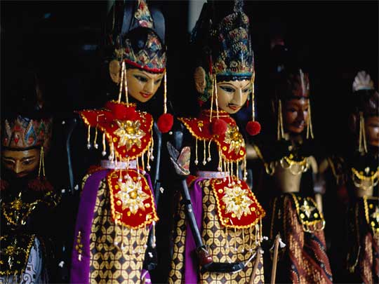  Wayang Golek rod puppets, used to tell stories from Ramayana and Mahabharata