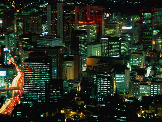  Night view from Namsan Park, a smallish mountain right in the middle of Seoul