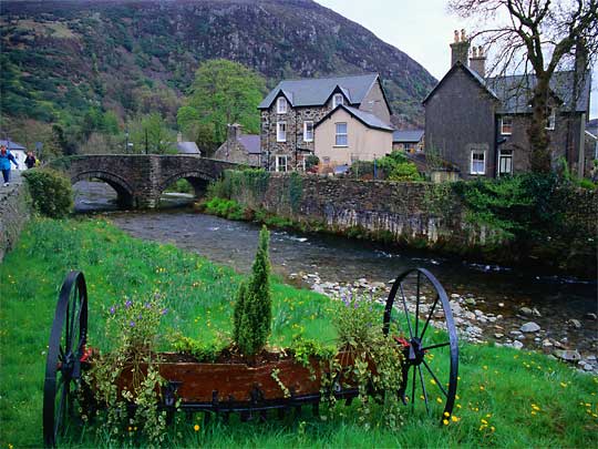  A river runs through the picturesque stone village of Beddgelert