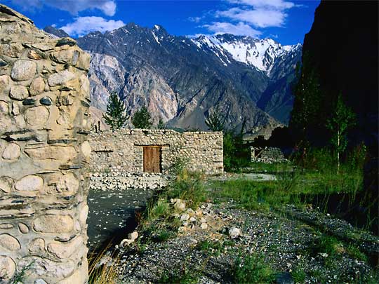  Houses abandoned after mudslides, in village of Passu, Karakoram Mountains