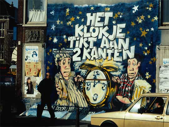  Graffiti on a wall prior to a referendum on all-night bars