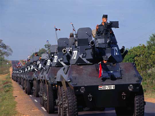  A show of Paraguayan strength: tanks roll through the countryside in convoy