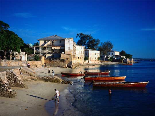  Boats in harbour at Shangani Point, very near Stone Town, Zanzibar Island