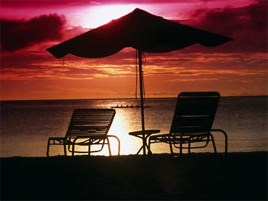  Deep orange magenta sunset over beach and North Pacific Sea