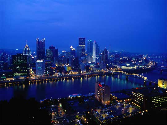  Night view from Mount Washington over city and Monongahela River