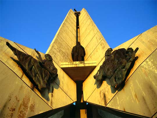  Monument on Lambrare Hill bathed in an orange sunset, Asunción
