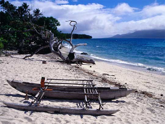  Fishing canoe on Siviri Beach, on Efate Island