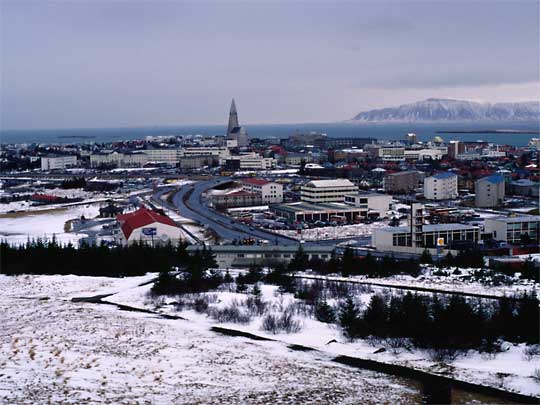  View of city with Hallgrimskirkja (Hallgrimur's Church) poking up