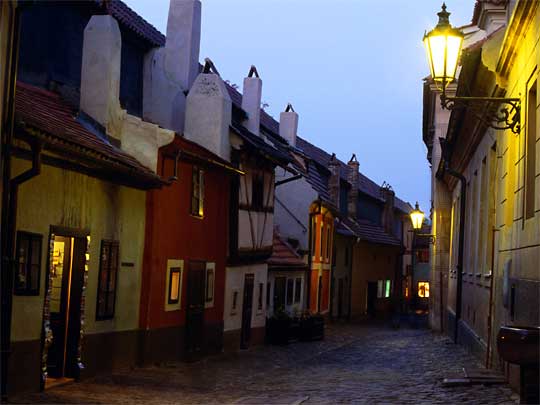  Golden Lane is famous for miniature 16th-century houses; Kafka once lived here