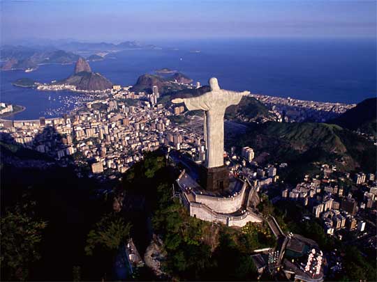  Statue of Christ the Redeemer, standing 2300ft above the city, on Mt Corcovado