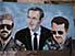 Mural of former president Assad and his sons; Bashir, on right, is now president