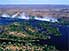 Aerial view of Zambezi River, just before it becomes Victoria Falls