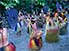 Dance performance with coloured grass skirts on Yap Island, Yap