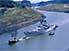 Nervous Panamanian escorts guide warship through Corte Gaillard, Panama Canal