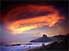 A glowing sunset from Ipanema Beach to Dois Irmaos (Two Brothers) mountain